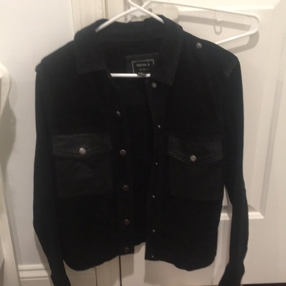 black suede denim jacket